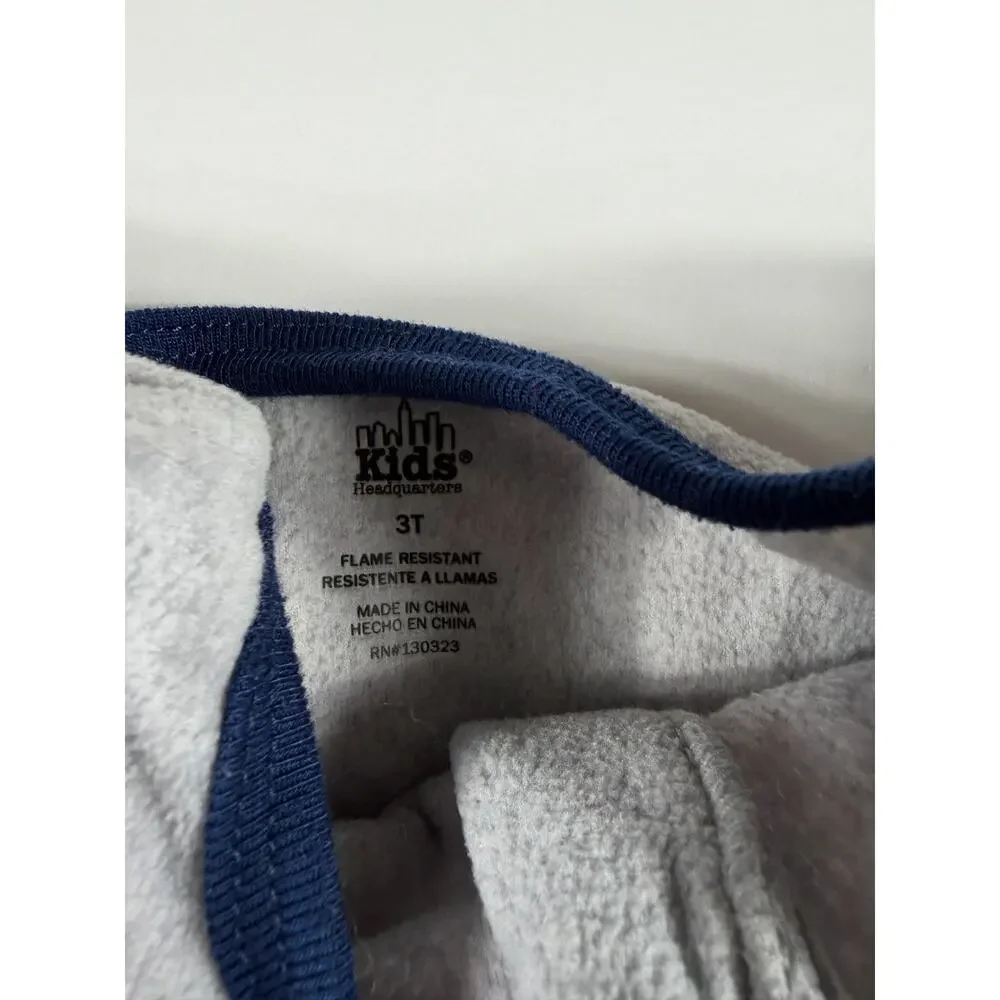 Kids Headquarters Rocket Ship Fleece Footed Pajamas Gray Blue Size 3T